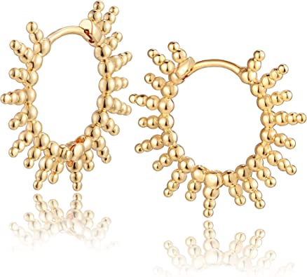 Photo 1 of Mevecco Gold Dainty Huggie Hoop Earring,18K Gold Plated Cute Tiny Drop Ball Hoop Earrings for Women