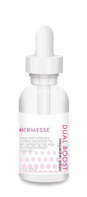 Photo 1 of Dermesse Dual Boost Hyaluronic Serum contains both high and low molecular weight Hyaluronic Acid