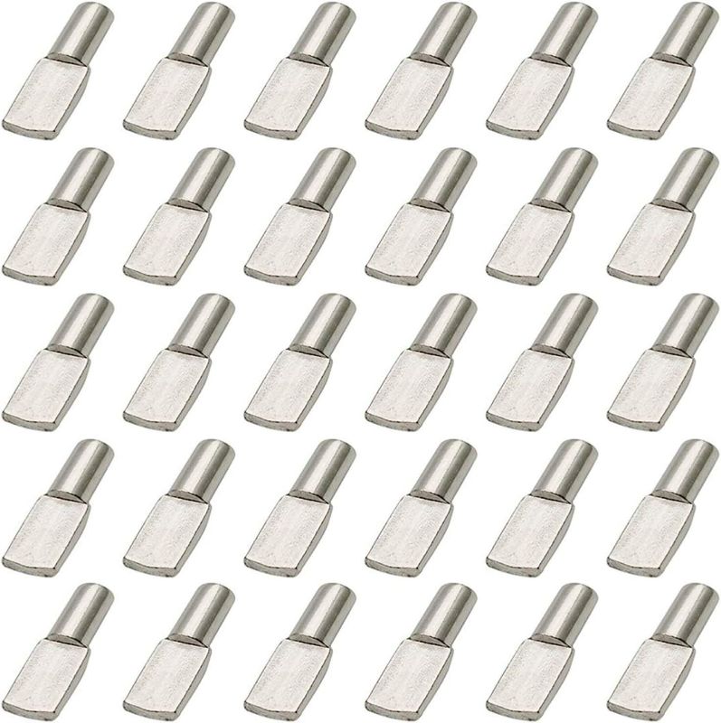 Photo 1 of (2pack) 5mm Shelf Support Shelf Pins Kit 60Pcs Nickel Plated Spoon Shape Cabinet Furniture Shelf Support Pegs Perfect for Shelf Holes on Cabinets, Entertainment Centers.