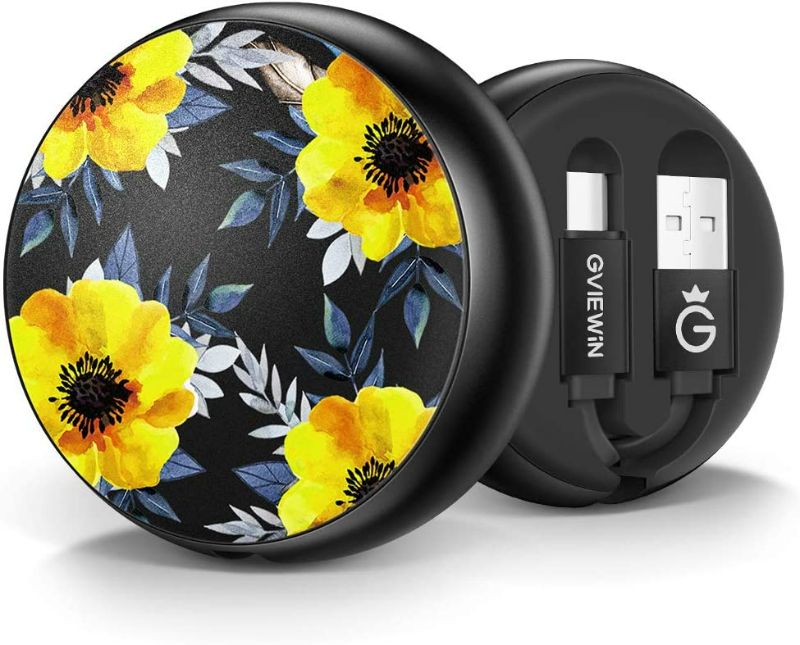 Photo 2 of GVIEWIN Retractable Type C Cable 3A Fast Charging, Charger Cord with USB Cable Type C Port Compatible with Galaxy S9 S8 Note 9 8,LG G6 V20 V30, Google Pixel, Moto Z2 and More (Roses/Black)