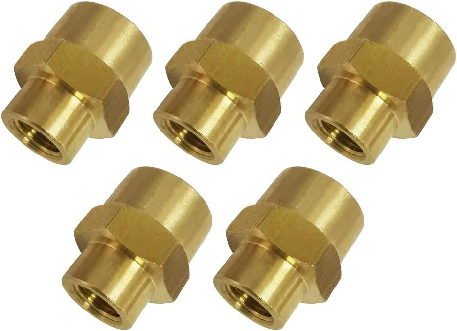 Photo 1 of 1/4" NPT Female x 1/8" NPT Female Brass Reducing Coupling Reducer Coupler Pipe Fitting, 5pcs