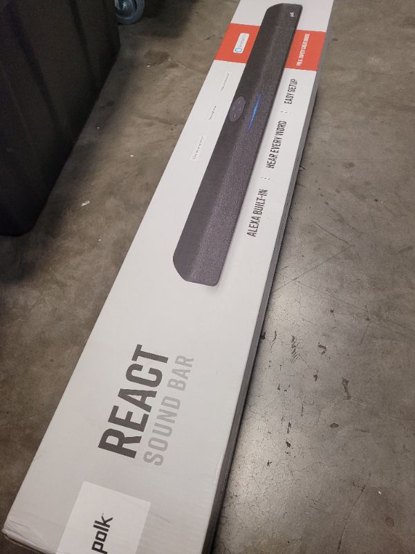 Photo 3 of Polk Audio React Sound Bar, Dolby & DTS Virtual Surround Sound, Next Gen Alexa Voice Engine with Calling & Messaging Built-in, Expandable to 5.1 with Matching React Subwoofer & SR2 Surround Speakers Soundbar