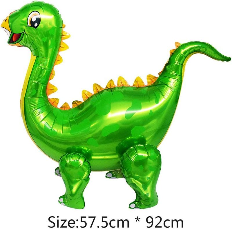 Photo 4 of 4 Pcs Vivid 3D Dinosaur Balloons for Birthday Party Decorations Standing Assemble Movable Limbs Jungle Party Mylar Balloons with Rex Triceratops Pterosaur Stegosauru