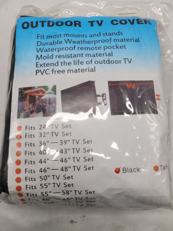 Photo 3 of iBirdie Outdoor Waterproof and Weatherproof TV Cover for 70 to 75 inch Outside Flat Screen TV - Cover Size 68''W x 42''H x 5.5''D 70-75 inches Black