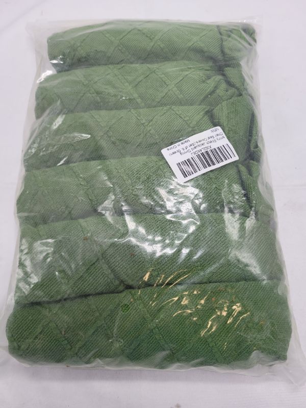 Photo 1 of (Checkered Green) smiry Seat Covers for Dining Room Chairs Stretch Checkered Jacquard Dining Room Chair Seat Covers with Buckle Set of 6