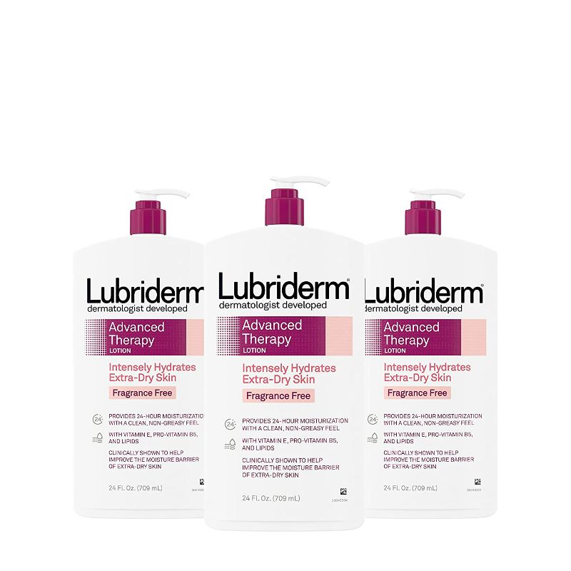 Photo 1 of (3pack) Lubriderm Advanced Therapy Fragrance-Free Moisturizing Lotion With Vitamins E And Pro-Vitamin B5, Intense Hydration For Extra Dry Skin, Non-Greasy Formula, 32 fl. oz 32 Fl Oz 