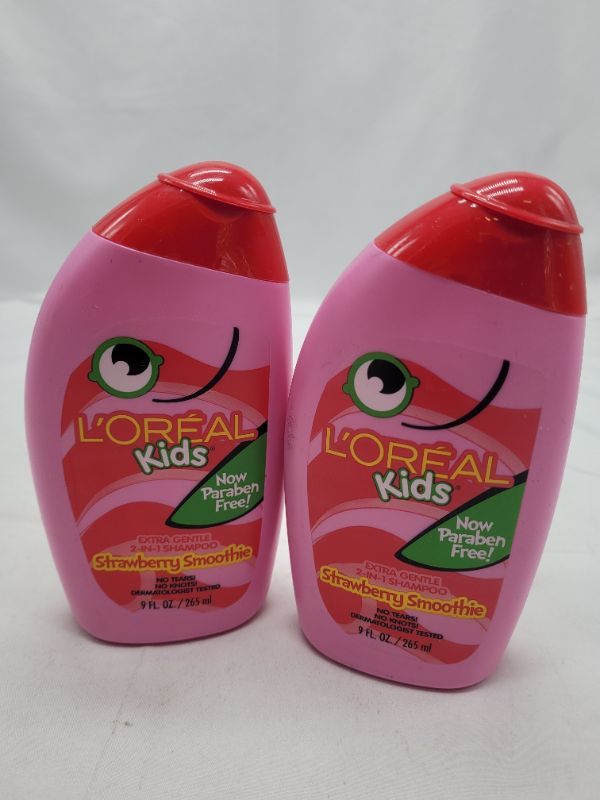 Photo 2 of (2pack) L'Oreal Paris L'Oreal Kids Extra Gentle 2-in-1 Shampoo, Strawberry Smoothie, 9 fl. oz.
