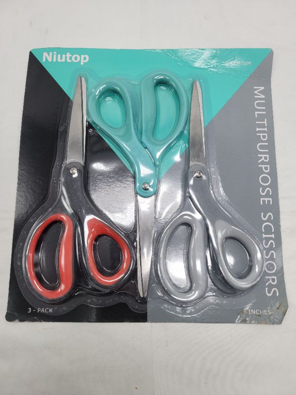 Photo 4 of Scissors, Niutop 8" All Purpose Scissors Heavy Duty Ergonomic Comfort Grip Craft Shears Sharp Scissors for Office Home Household Sewing High/Middle School Students Teacher Art Craft DIY Supplies (3count)