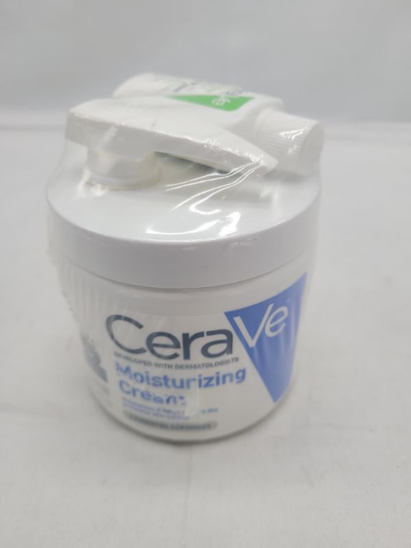 Photo 3 of CeraVe, CeraVe Moisturizing Cream with Pump, 16 Ounce with hydrating cleanser sample 1oz