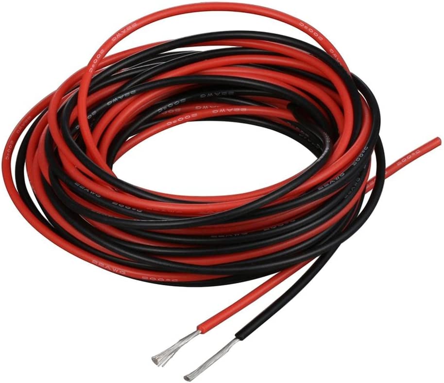 Photo 1 of (2pack) BNTECHGO 22 Gauge Silicone Wire 10 ft red and 10 ft Black Flexible 22 AWG Stranded Copper Wire
