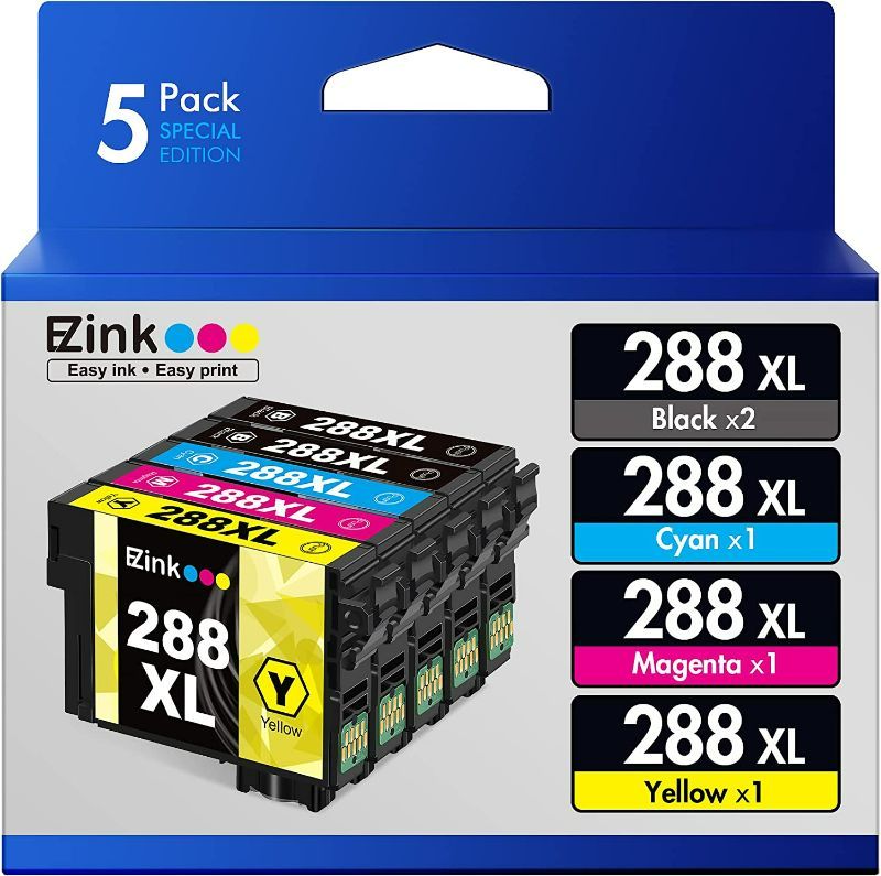 Photo 1 of E-Z Ink (TM) Remanufactured Ink Cartridge Replacement for Epson 288 288XL High Yield to use with XP-440 XP-446 XP-330 XP-340 XP-430 (2 Black, 1 Cyan, 1 Magenta, 1 Yellow with Latest Upgraded Chips)