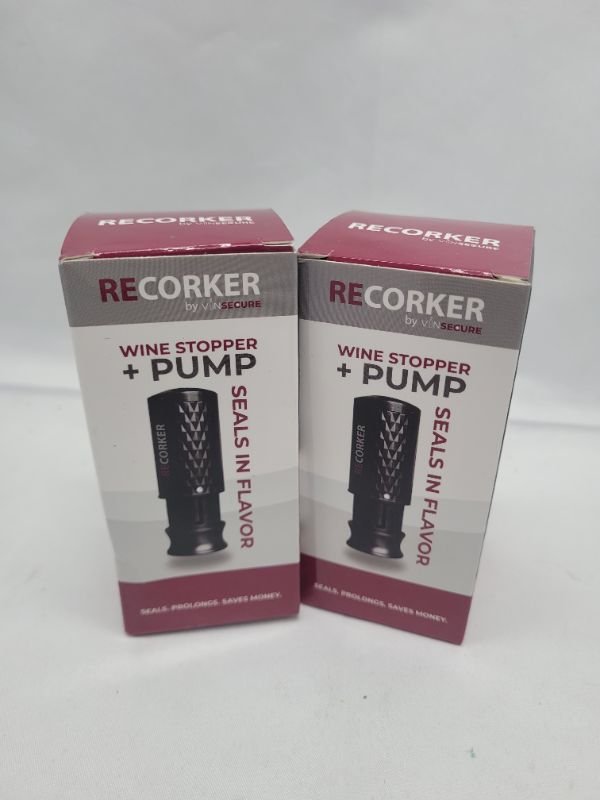 Photo 4 of (2pack) NEW! ReCorker: Revolutionary 1-piece Wine Stopper + Saver, Keeps wine fresh and seals a bottle for later use