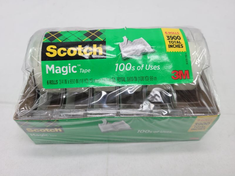 Photo 2 of Scotch® Magic™ Tape with Refillable Dispenser, Invisible, Write On, Matte Finish, 3/4" x 18.05 yds., 1" Core, 6 Rolls (6122MP)