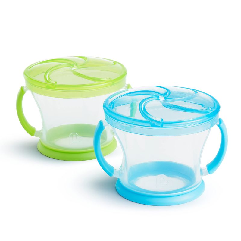 Photo 1 of (2 packs of 2) Munchkin Snack Catcher, 2 Pack, Blue/Green Blue/Green