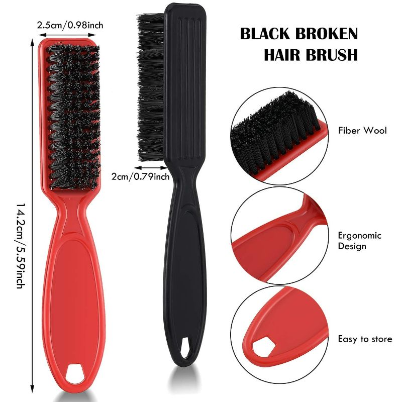Photo 2 of 12 Pieces Barber Blade Cleaning Brush Clipper Cleaning Nylon Brush Clipper Cleaner Brush Barber Styling Brush Tool for Men (Black, Red)