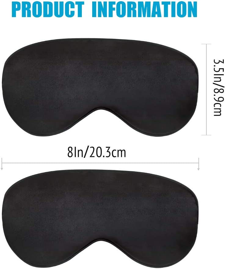 Photo 3 of (2pack) Sleep Mask Night Cover Eye Sleeping Silk Satin Masks for Women Men, Blindfold for Airplane Travel Adjustable Strap (Black)
