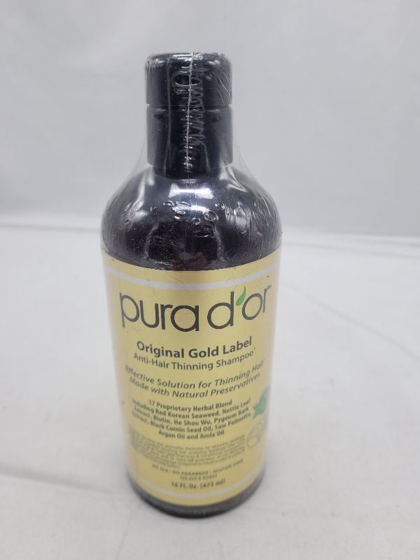 Photo 2 of PURA D'OR Original Gold Label Anti-Thinning Biotin Shampoo, CLINICALLY TESTED Proven Results, Herbal DHT Blocker Hair Thickening Products For Women & Men, Natural Shampoo For Color Treated Hair, 16oz Shampoo 16 Fl Oz