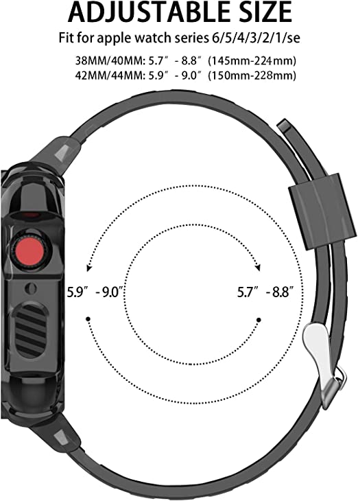 Photo 2 of SKYLET Sport Band Compatible with Apple Watch 38mm 40mm Men Women Series 7 6 5 4 3 2 1 SE with Rugged Bumper Case, Clear Transparent Soft TPU Sport Replacement Crystal iWatch Wristbands