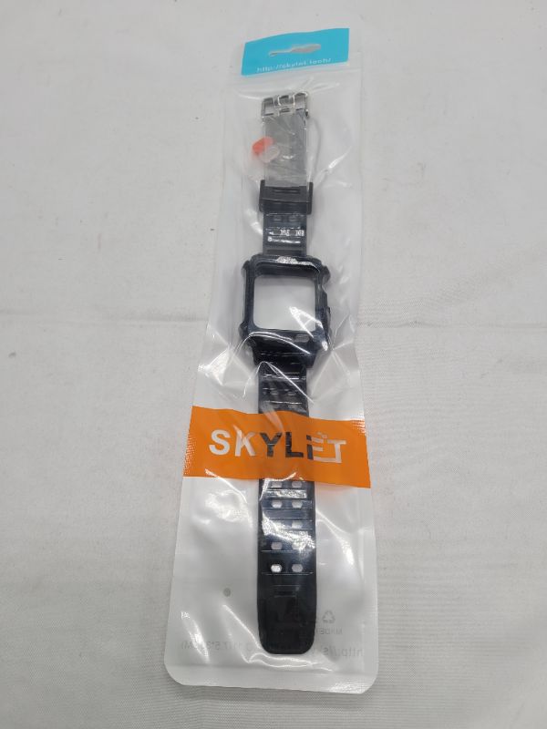 Photo 3 of SKYLET Sport Band Compatible with Apple Watch 38mm 40mm Men Women Series 7 6 5 4 3 2 1 SE with Rugged Bumper Case, Clear Transparent Soft TPU Sport Replacement Crystal iWatch Wristbands