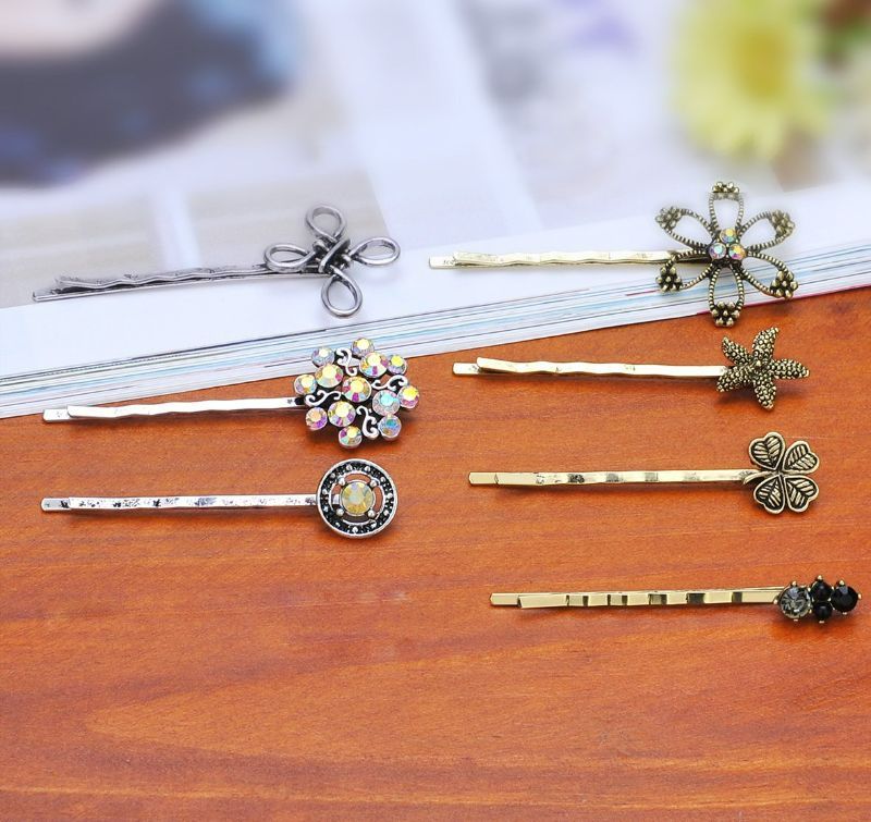 Photo 4 of (1 box- random) 10 Pcs Vintage Alloy Mixed Hair Bobby Pins for girls Hair Clips Barrettes for women NO REPEAT RANDOM PACKING