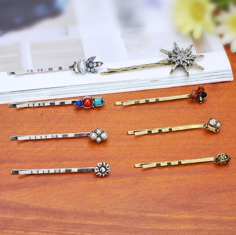 Photo 6 of (1 box- random) 10 Pcs Vintage Alloy Mixed Hair Bobby Pins for girls Hair Clips Barrettes for women NO REPEAT RANDOM PACKING