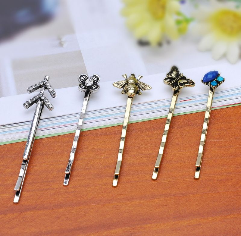 Photo 5 of (1 box- random) 10 Pcs Vintage Alloy Mixed Hair Bobby Pins for girls Hair Clips Barrettes for women NO REPEAT RANDOM PACKING