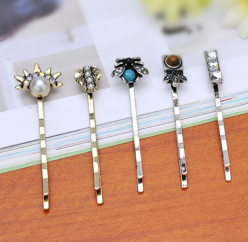 Photo 1 of (1 box- random) 10 Pcs Vintage Alloy Mixed Hair Bobby Pins for girls Hair Clips Barrettes for women NO REPEAT RANDOM PACKING