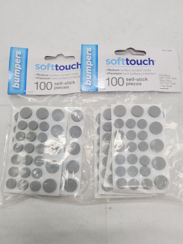 Photo 2 of (2pack) SoftTouch Assorted Round Self-Stick Noise Dampening Foam Cabinet Bumpers, 100 Pack, Gray, 100 Piece