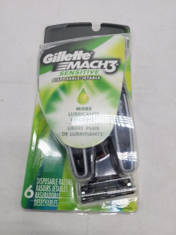 Photo 2 of Gillette Mach3 Disposable Razors for Men, 6 Count, Designed for Sensitive Skin