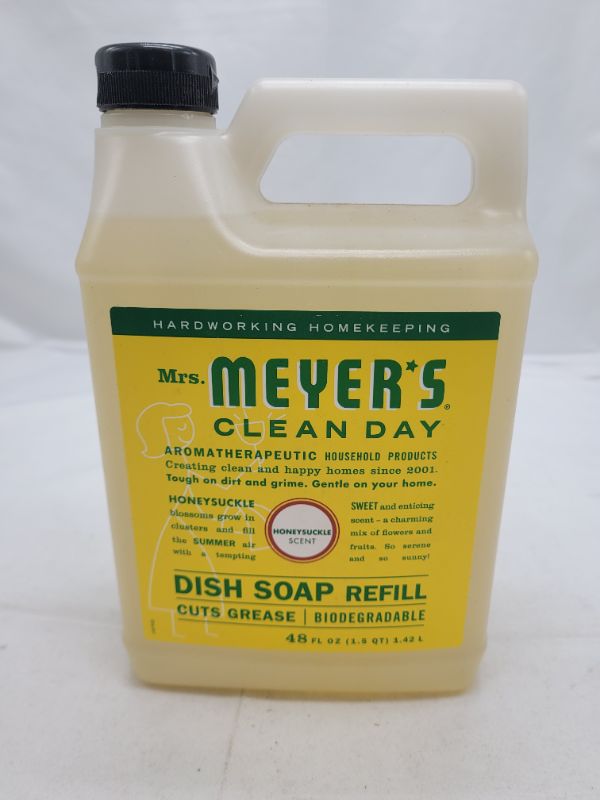 Photo 2 of Mrs. Meyer's Liquid Dish Soap Refill, Biodegradable Formula, Honeysuckle, 48 fl. oz