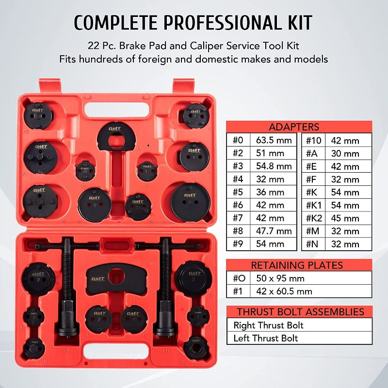 Photo 2 of Orion Motor Tech OMT Disc Brake Pad and Caliper Service Tool Kit | Professional Disc Brake Caliper Compression Tool Kit | Universal Disc Brake Caliper and Piston Wind Back Tool Set with Case