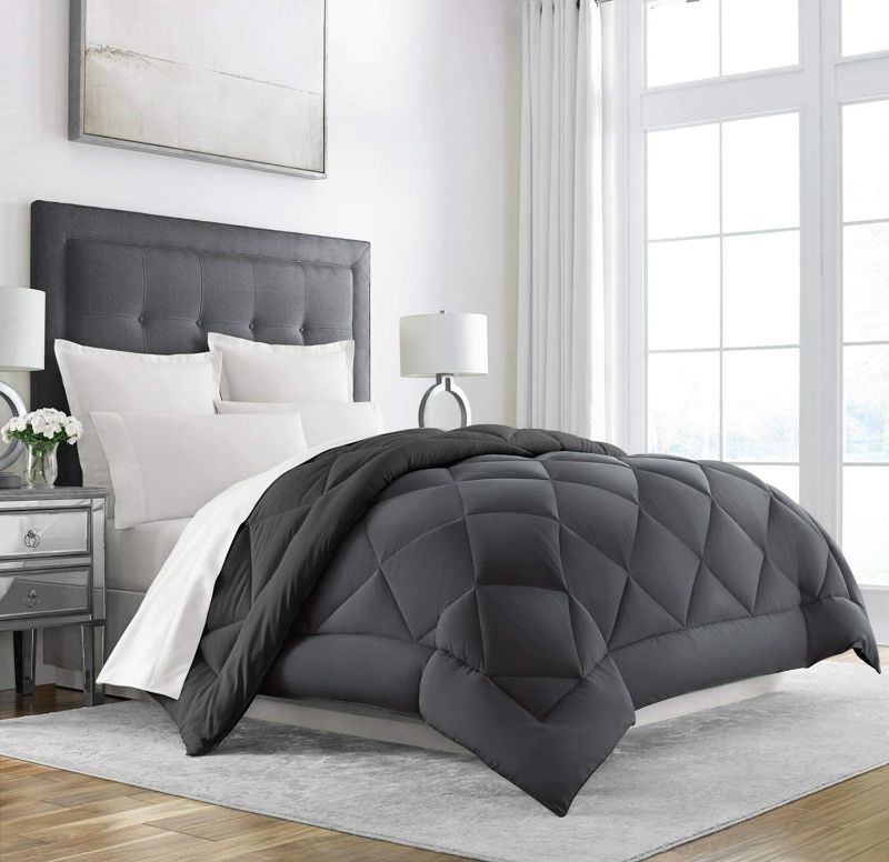 Photo 1 of Sleep Restoration All Seasons King / Cal King Size Comforter - Reversible -  Cooling, Lightweight Summer Down Comforter Alternative - Hotel Quality Bedding Comforters - Grey/Black