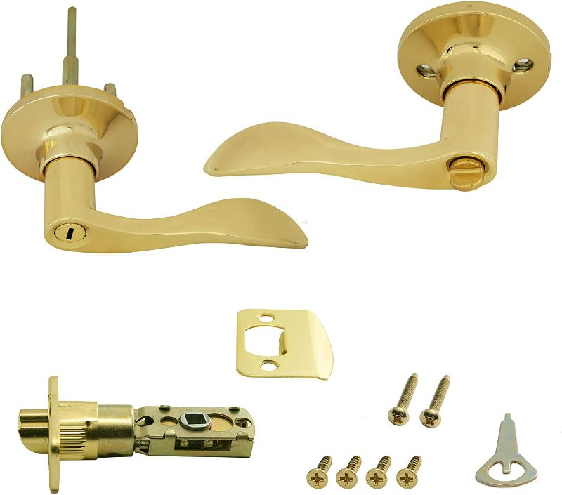 Photo 2 of Honeywell Safes & Door Locks 8106002 Wave Privacy Door Lever, Polished Brass