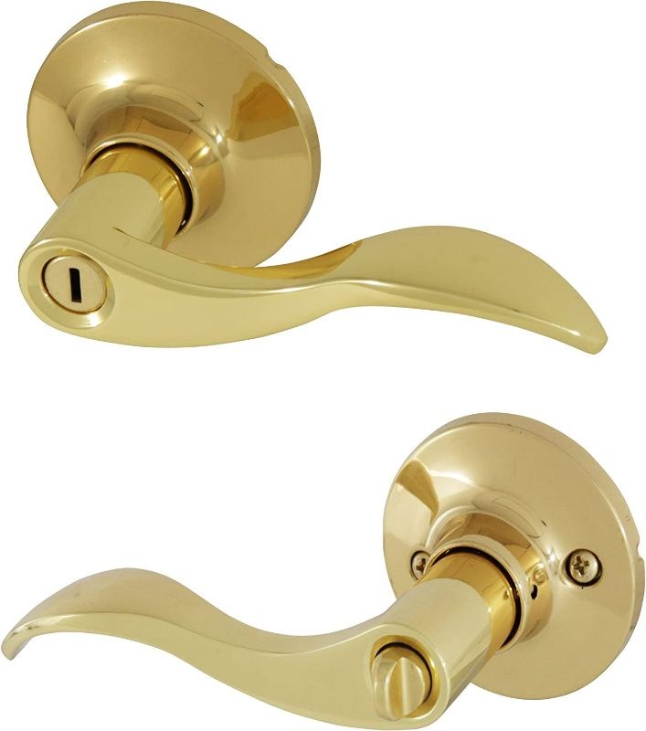 Photo 1 of Honeywell Safes & Door Locks 8106002 Wave Privacy Door Lever, Polished Brass