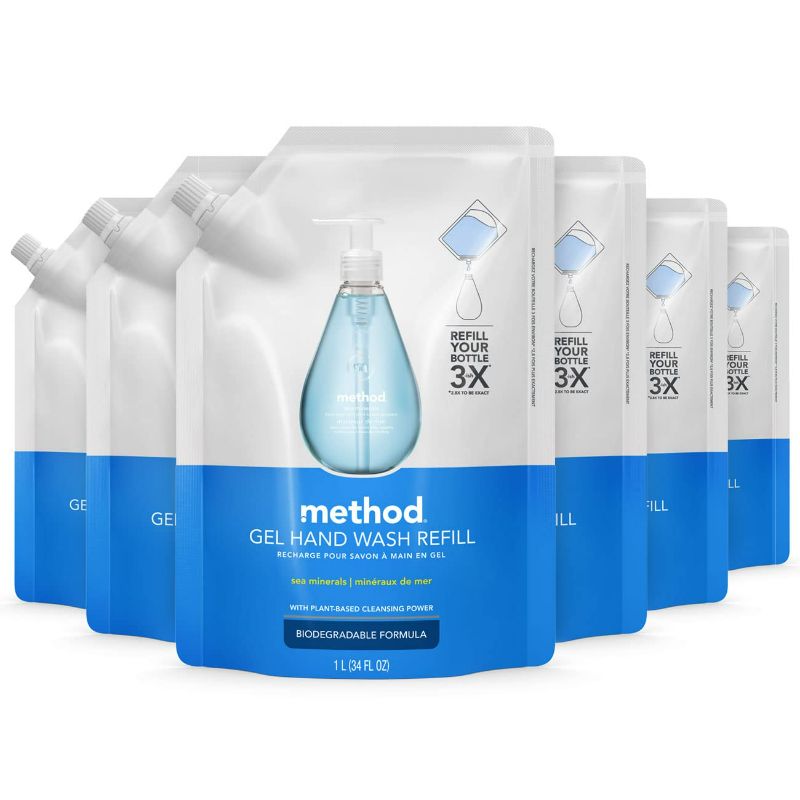 Photo 1 of Method Gel Hand Soap Refill, Sea Minerals, 34 oz, 6 pack, Packaging May Vary