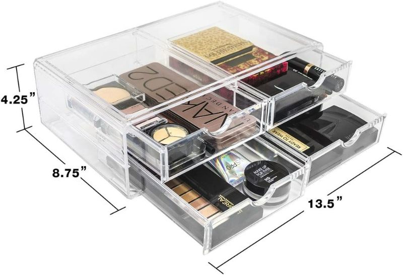 Photo 2 of Sorbus Clear Acrylic Makeup Organizer - X-Large Jewelry, Makeup & Cosmetic Organizers and Storage with 4 Acrylic Drawers - Stackable Storage Display Set - Great Vanity, Dresser, Bathroom Organizer