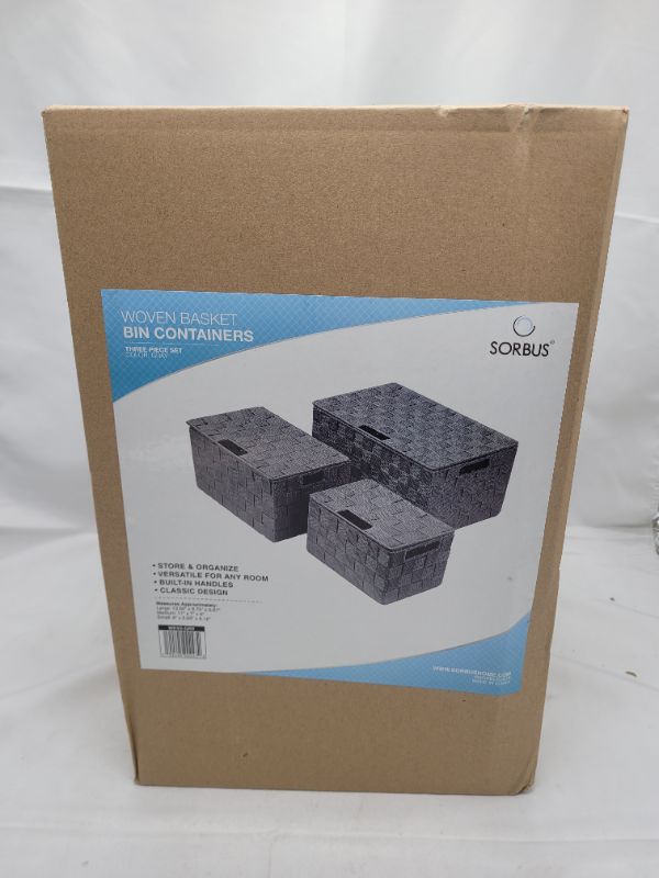 Photo 1 of Sorbus Storage Box Woven Basket Bin Container Tote Cube Organizer Set Stackable