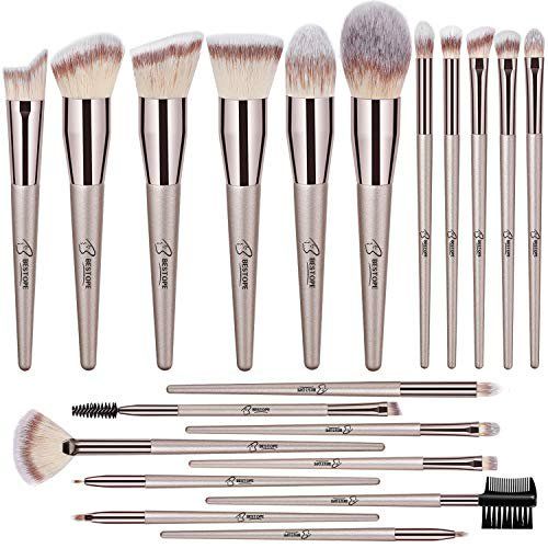 Photo 1 of BESTOPE Makeup Brushes 20 PCs Makeup Brush Set Premium Synthetic Contour Concealers Foundation Powder Eye Shadows Makeup Brushes with Champagne Gold Conical Handle with box (gold)