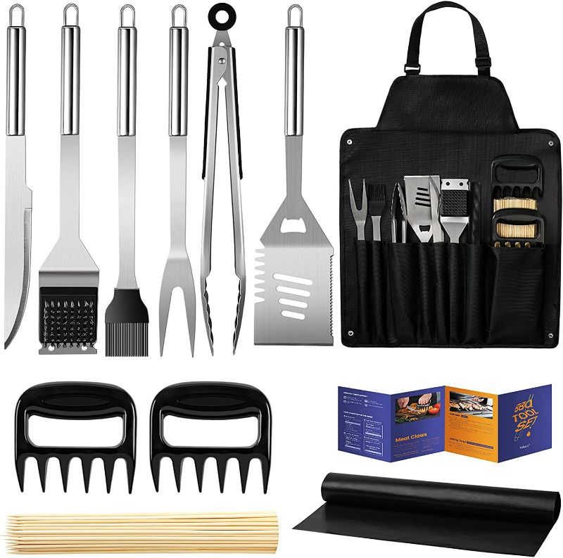 Photo 1 of Veken BBQ Grill Accessories, 11PCS Stainless Steel BBQ Tools Set for Men & Women Grilling Accessories with Storage Apron Gift Set for Barbecue Indoor/Outdoor