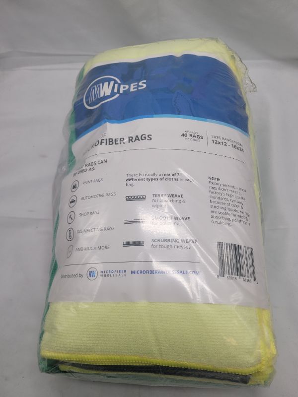 Photo 2 of Mwipes­™ Bag of Rags - Microfiber Cleaning Cloths for Shop, Kitchen, Wash, Terry Cloth & Zero Lint (4 lbs.) 
