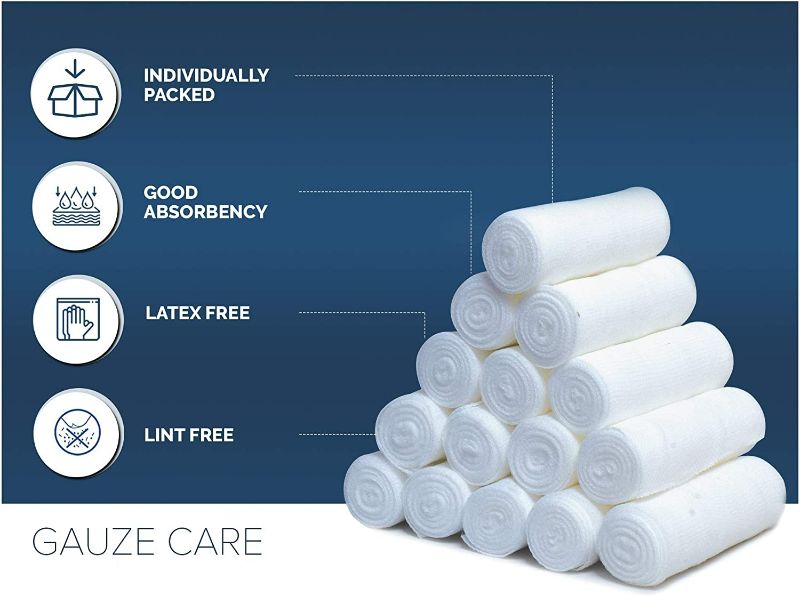 Photo 2 of Gauze Rolls Pack of 24 – Premium Quality Lint and Latex-Free 4 inches x 4.1 Yards Conforming Stretch Bandages Designed for Effective Wound Care & Comfort - Ideal for use as a Mummy wrap