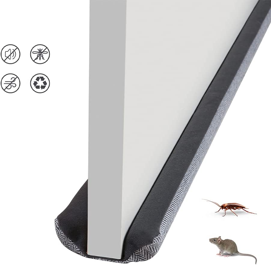 Photo 1 of Twin Door Draft Stopper, Under Door Draft Stopper, 42 Inch Length Adjustable Window Door Breeze Blocker, Weather Stripping Noise Blocker Guard, Reducing Cool Air Preventing Roach Mouse (Dark Grey)