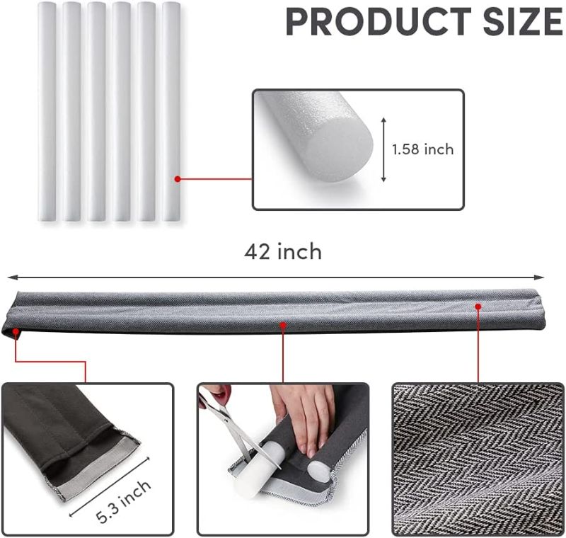 Photo 2 of Twin Door Draft Stopper, Under Door Draft Stopper, 42 Inch Length Adjustable Window Door Breeze Blocker, Weather Stripping Noise Blocker Guard, Reducing Cool Air Preventing Roach Mouse (Dark Grey)