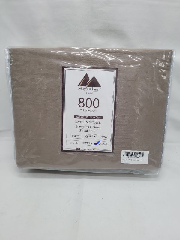 Photo 3 of Premium Hotel Quality 1-Piece 100% Cotton Fitted Sheet, Luxury & Softest 800 Thread Count Egyptian Feel Sateen Weave Bottom Sheet, Deep Pocket up to 18 inch, California King Size, Taupe