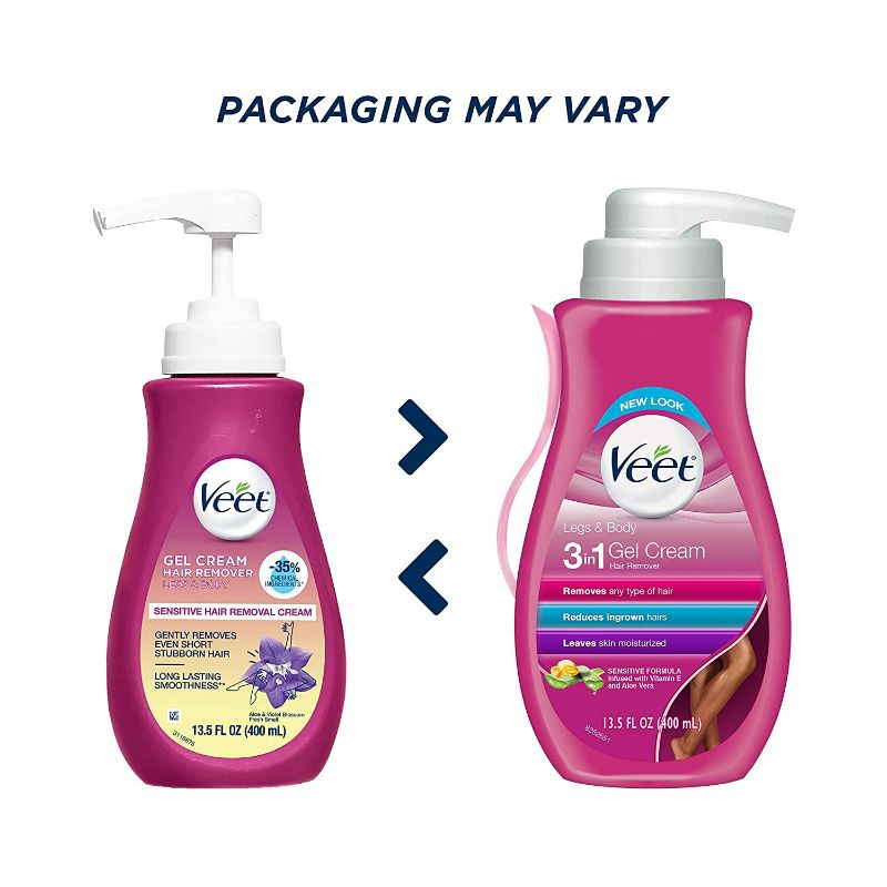 Photo 2 of (2pack) Veet Sensitive Hair Remover Gel Cream Pink, 13.5 Fl Oz (Packaging May Vary) for Legs & Body 