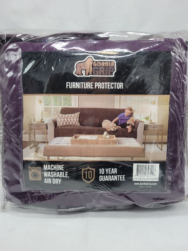 Photo 1 of Gorilla Grip Original Soft Sofa Protector, Large, 54" Seat Width, Patented Slip Resistant Durable Furniture Slipcover with Straps, Suede-Like Washable Couch Cover for Dogs, Kids, Pets, Dark Purple for loveseat