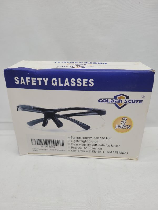Photo 5 of Golden Scute Shooting Glasses with Anti Fog and Scratch, Impact Resistant Clear Lens, Ligthweight Goggles, UV Protection , 3 Pairs (Clear)