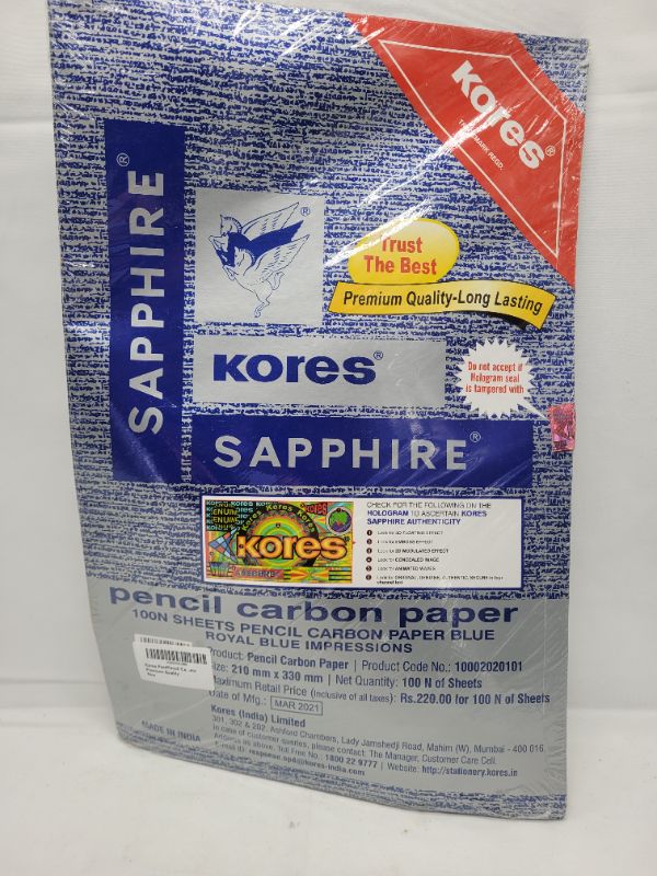 Photo 2 of Kores Pen/Pencil Carbon Paper,Sapphire Blue - Pack of 100 Sheets Premium Quality