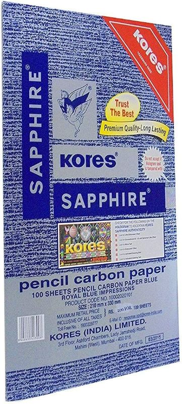 Photo 1 of Kores Pen/Pencil Carbon Paper,Sapphire Blue - Pack of 100 Sheets Premium Quality
