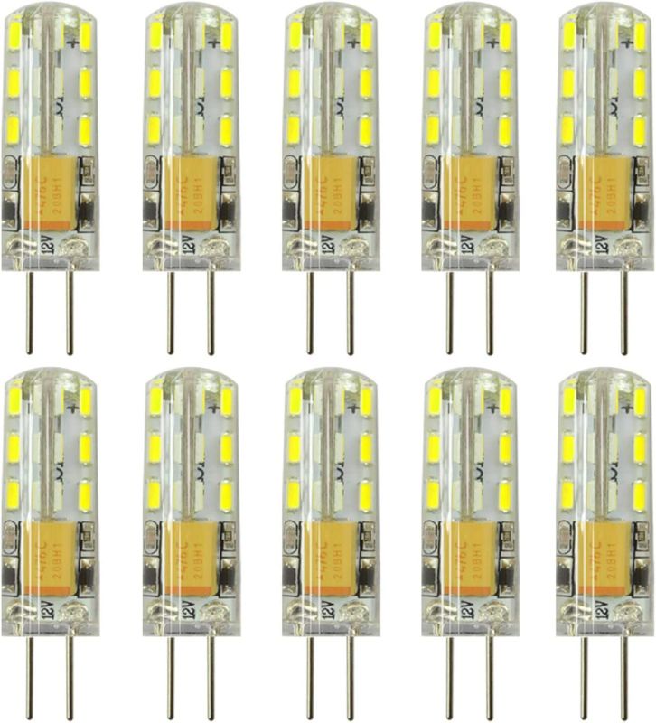 Photo 1 of RAYHOO 10pcs G4 LED Bulb JC Bi-Pin Base Lights 1.5 Watt AC DC 12V 10W-20W T3 Halogen Bulb Replacement Landscape Bulbs(White 6000K)